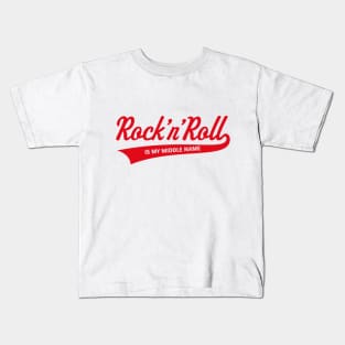 Rock 'n' Roll Is My Middle Name (Red) Kids T-Shirt